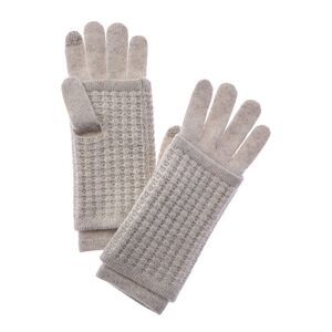 Hannah Rose Waffle Stitch 3-In-1 Cashmere Gloves, Blue